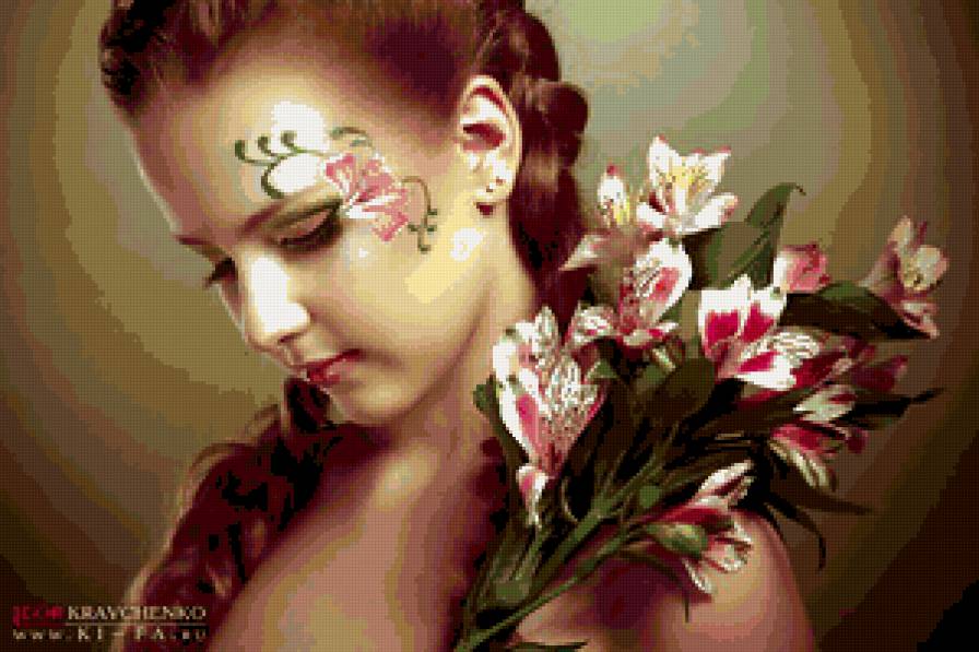 Гармония - цветы, девушка - предпросмотр