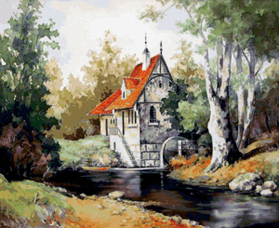 мельница - пейзаж - предпросмотр