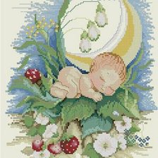 Схема вышивки «Малыш под кустом земляники»