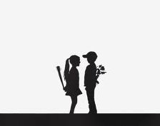 Схема вышивки «Черно белая любовь»