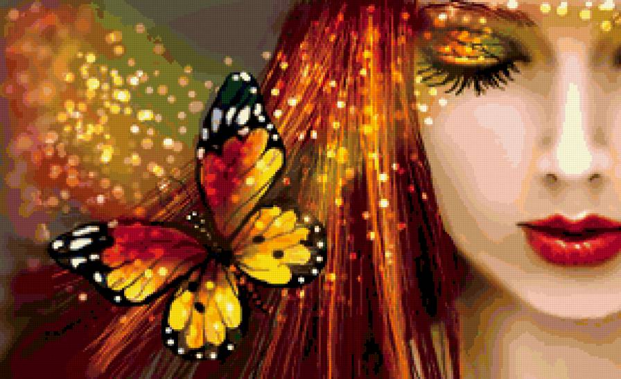 Девушка. - бабочки, девушки - предпросмотр