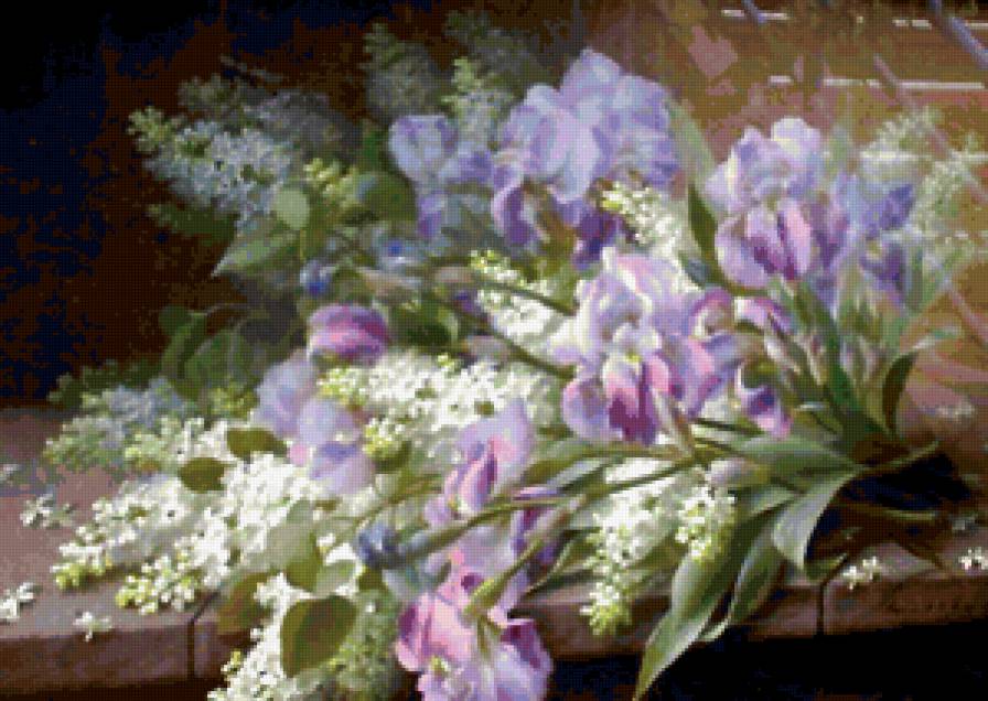 Лиловые ирисы - букет, ирисы, цветы - предпросмотр