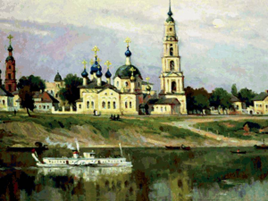 КАЛЯЗИН - берег реки, лето, лодки, река, церковь - предпросмотр