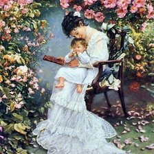 Схема вышивки «Дама с ребенком»