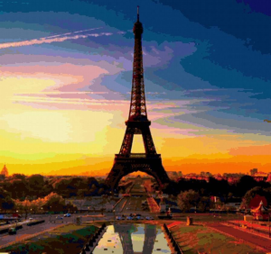 Париж - вечер, пейзаж, городской пейзаж, красота, париж - предпросмотр