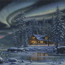 Схема вышивки «триптих волки часть 2»