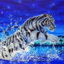 Схема вышивки «Пейзаж, ночь, тигр»
