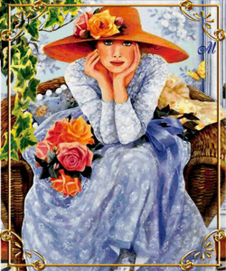 Девушка в шляпе - картина, шляпа, девушки - предпросмотр