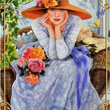 Схема вышивки «Девушка в шляпе»