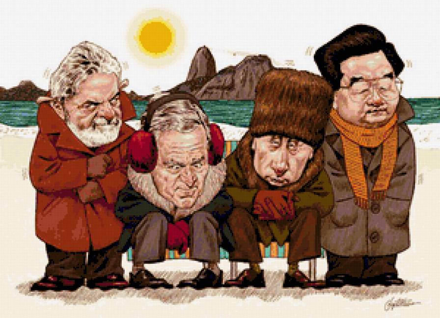 ПРЕЗИДЕНТЫ - холод, шарж, пейэаж, картина, президент, зима - предпросмотр