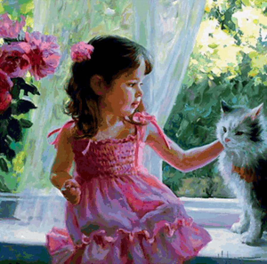 5 - ребенок, кот, девочка - предпросмотр