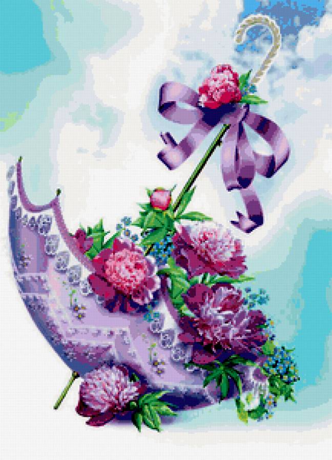 Зонтик с цветами - зонтичное - предпросмотр