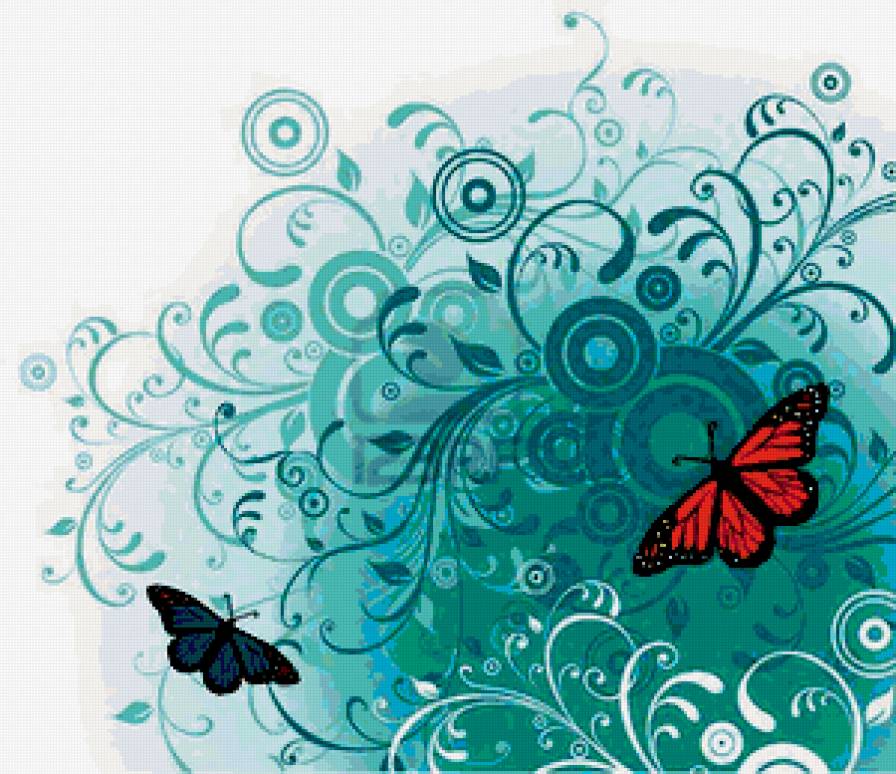 узор для подушки - цветы, узор, подушка, бабочка - предпросмотр