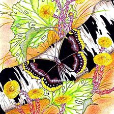 Схема вышивки «Бабочка на березе»