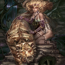 Схема вышивки «девушка и тигр»