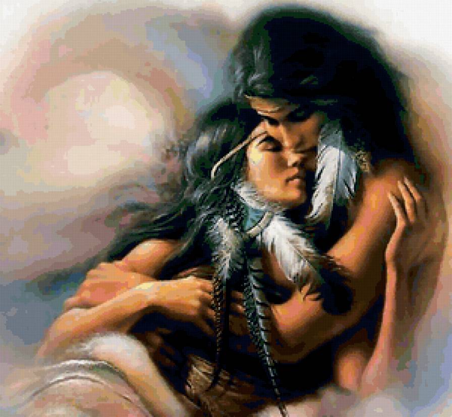 Индианская пара - пара, любовь, индеанцы - предпросмотр