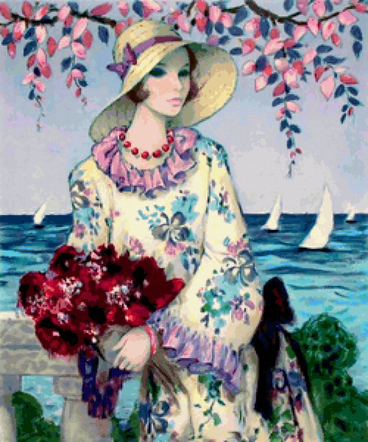 Девушка. - девушки, рэтро, море - предпросмотр