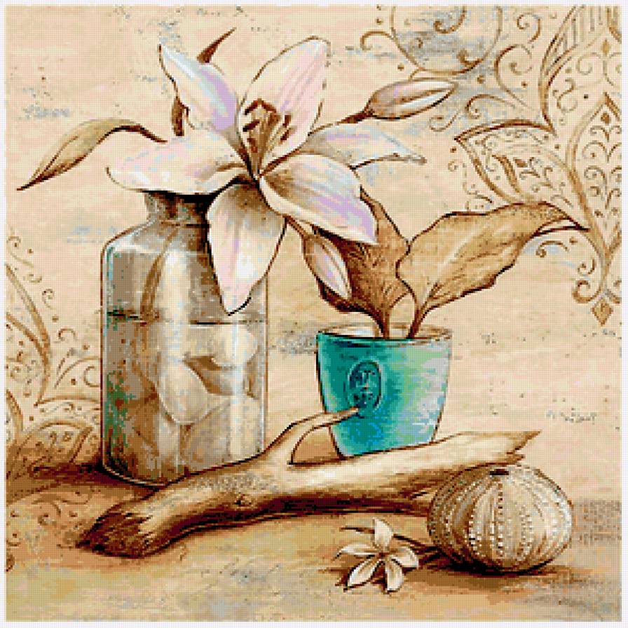 Натюрморт - магнолия, цветы, панно, натюрморт, натюрморты, посуда - предпросмотр