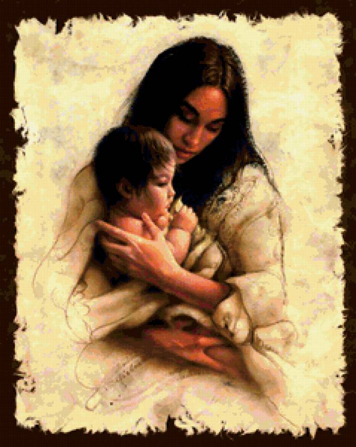 Индианка с ребенком - индеанцы, девушки - предпросмотр