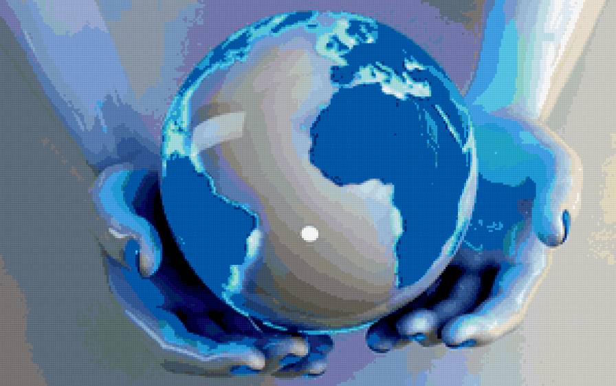 Планета в Наших Руках - 3д, космос, руки, планета, земля, пейзаж - предпросмотр