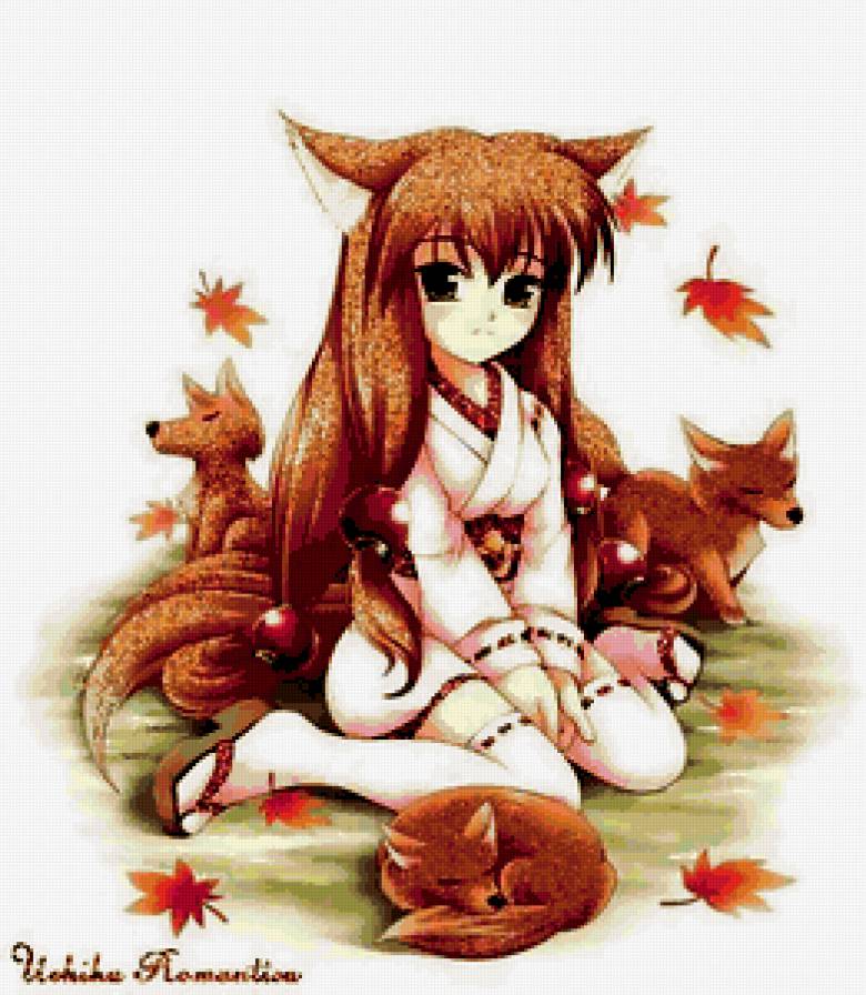 девочка-лиса - девочка, лиса, аниме - предпросмотр