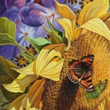 Схема вышивки «Триптих Подсолнух с мотыльком. Лев. часть(первая)»