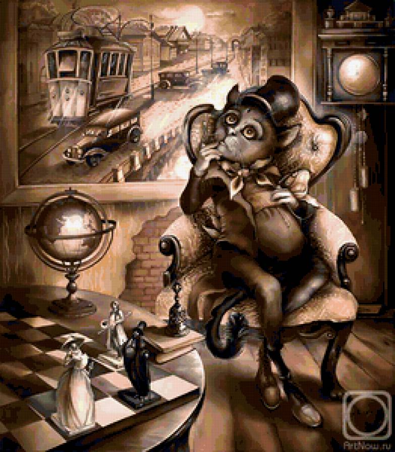 бегемот - кот, кресло - предпросмотр