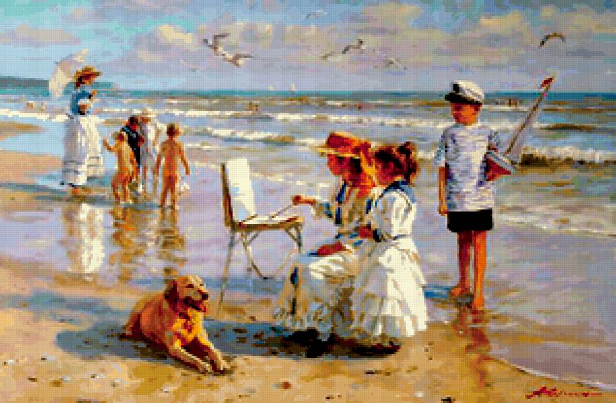 Берег моря (художник А. Аверин) - картина - предпросмотр