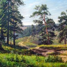 Схема вышивки «Пейзаж, лес, березы»