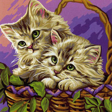 Схема вышивки «котята в корзине»