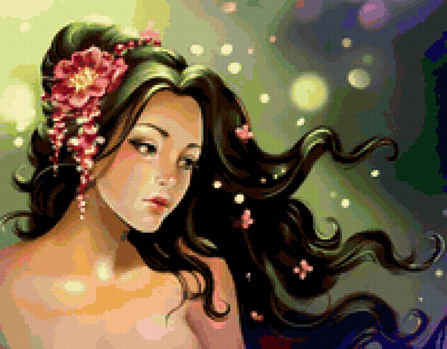 девушка-загадка - цветы, девушка - предпросмотр