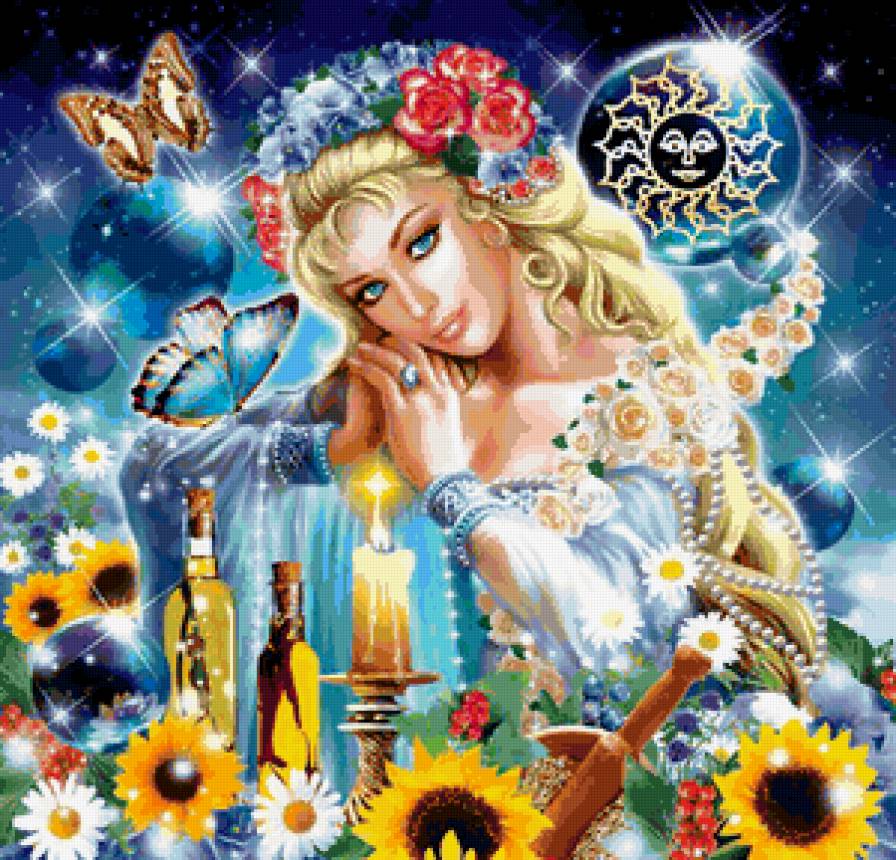 девушка - женщина, образ, цветы, портрет, сказка - предпросмотр