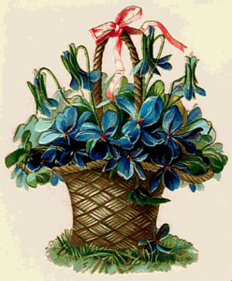 фиалки в корзине - предпросмотр