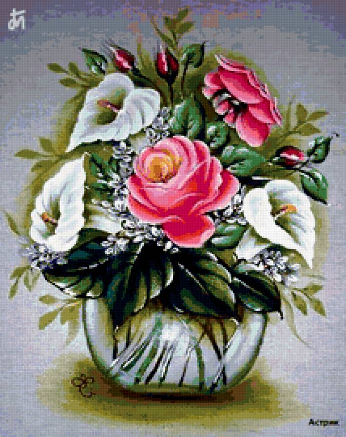 С наступлением весны - букет, калла, весна, цветы, времена года, розы - предпросмотр