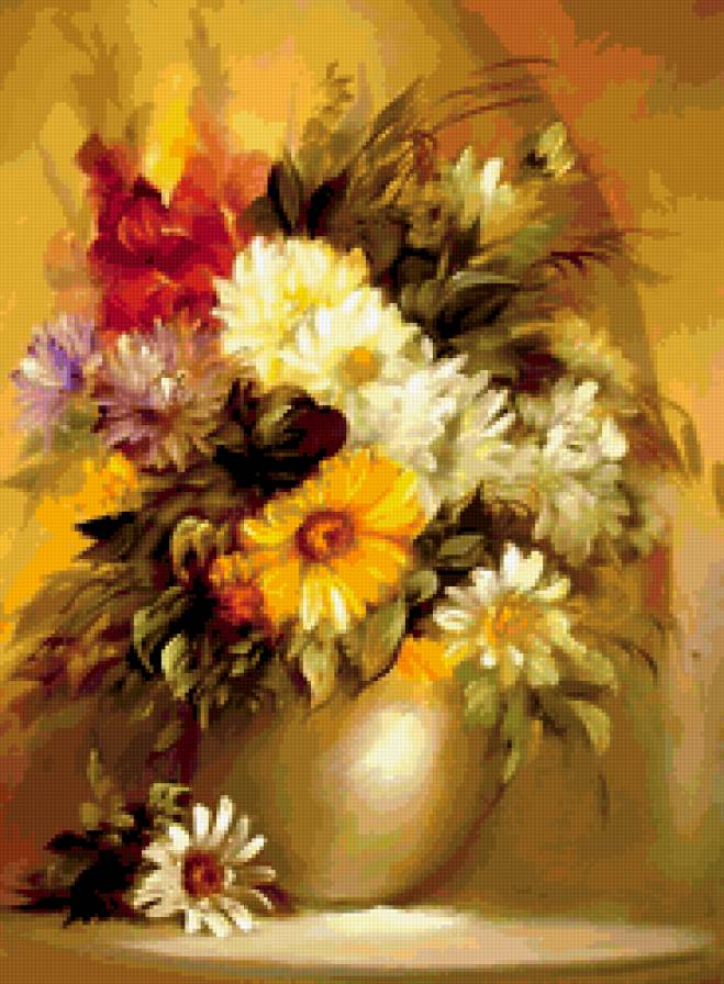 41 - живопись, ваза, букет, цветы - предпросмотр