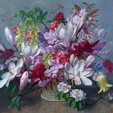 Схема вышивки «Корзина с цветами»