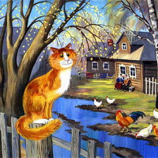 Схема вышивки «Деревенский кот»