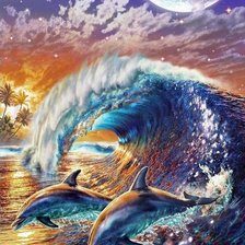 Схема вышивки «Дельфины»