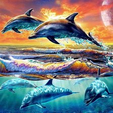 Схема вышивки «Дельфины»