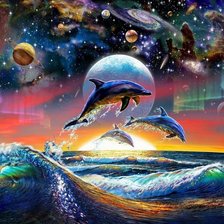 Схема вышивки «Дельфины»