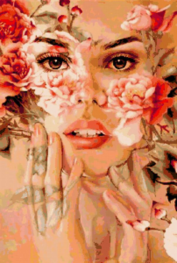 Фея цветов - девушка, картина, страсть, цветы, фея, фентези, красотка - предпросмотр