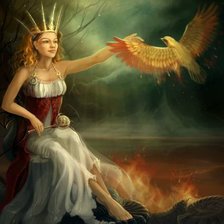 Схема вышивки «фея и птица»