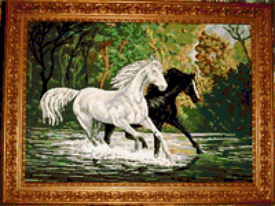 бег - природа, лошади, лес, бег - предпросмотр