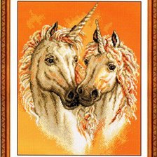 Схема вышивки «пара единорогов»