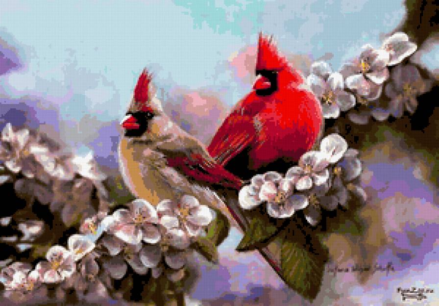 №283378 - цветы, птицы, весна. - предпросмотр