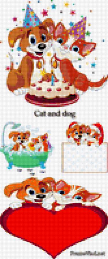 Коллаж - друзья, открытка, щенок.кот - предпросмотр