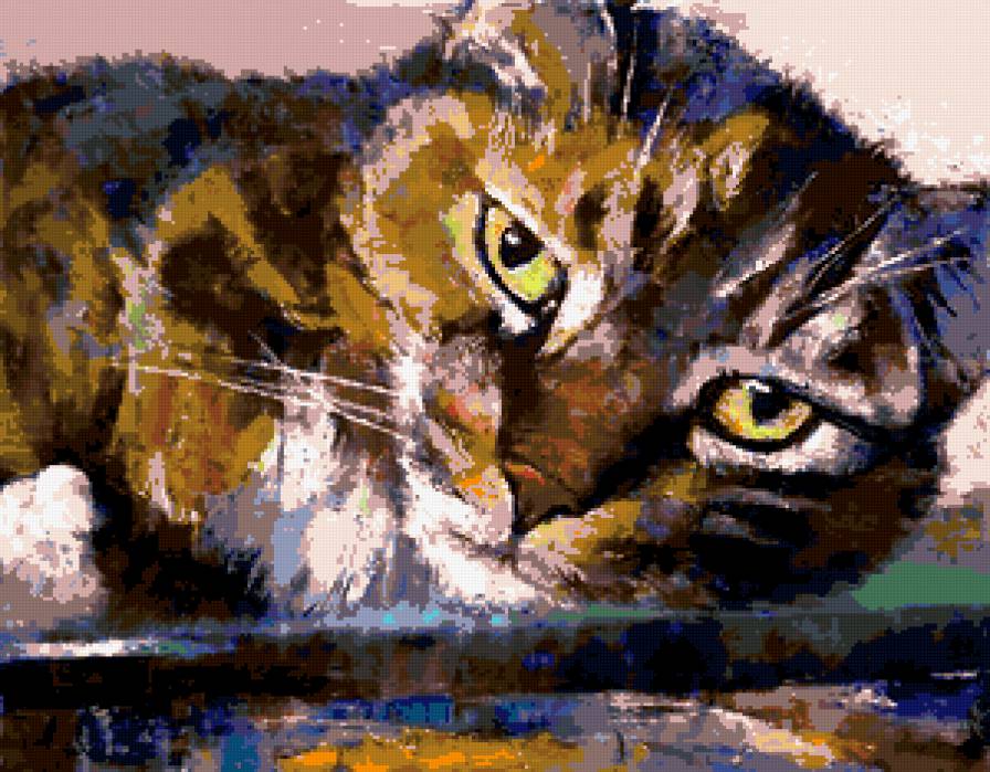кошкин взгляд 3 - кошки, современная живопись, животные - предпросмотр