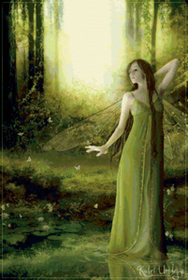 фея леса - колдунья, деревья, нимфа, девушка, фея, лес, дриада - предпросмотр