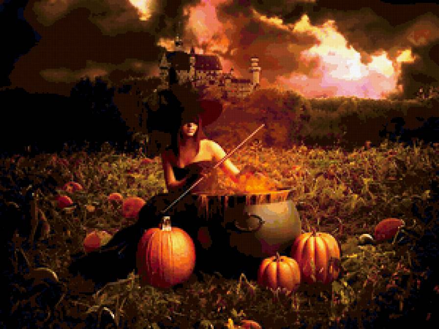 шабаш - котел, замок, ведьма, колдовство, хэллоуин - предпросмотр