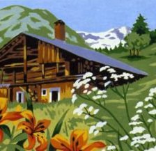 Схема вышивки «весна в горах»